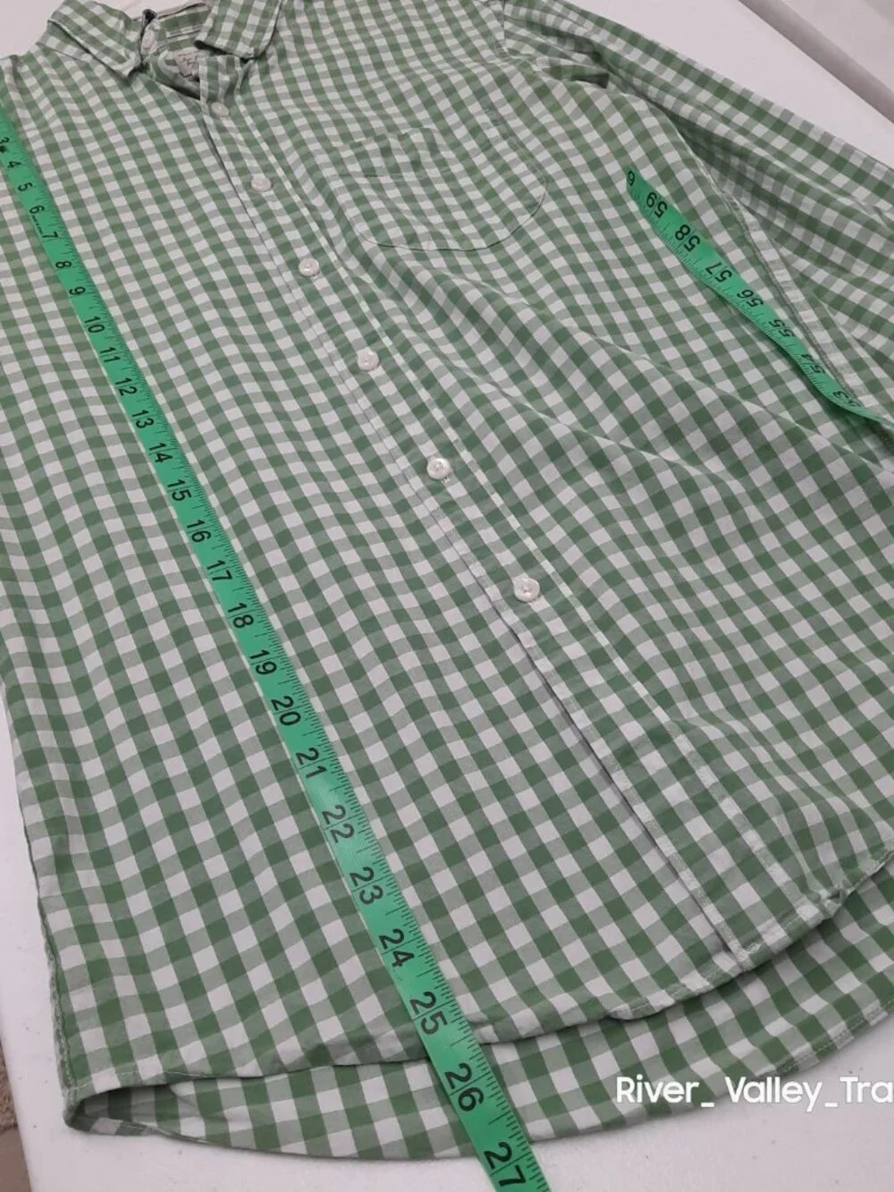 J.Crew Mens Small Gingham Check Long Sleeve Button Down Shirt Slim Fit Green